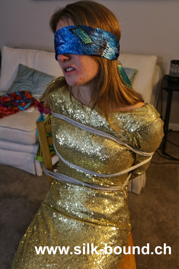 Ashley Lane - silenced lady with scarfgags, blindfolds and headscarves