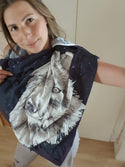 BLUE-Scarf - wonderful silk 100x100 cm