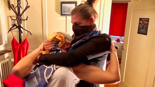 flight-attendant Alexandra bound and gagged by a bugler